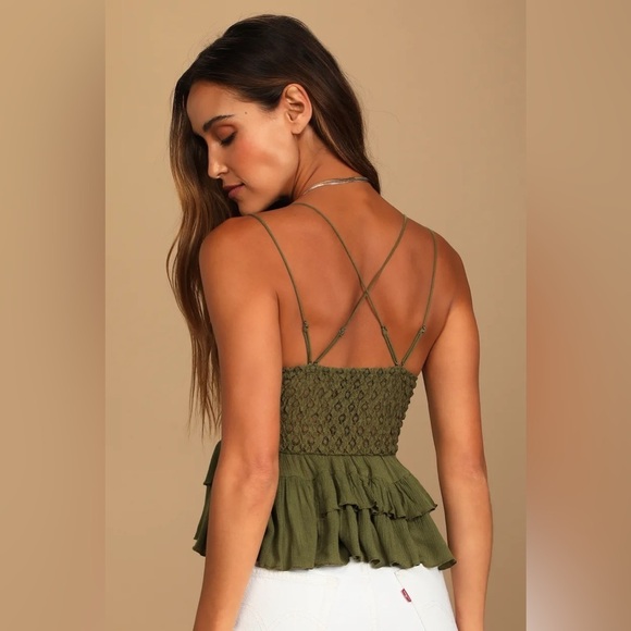 FREE PEOPLE  Adella Cami Green Moss Olive NWT - Picture 4 of 11